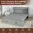thumbnail image 6 of LOOM 57 inches Murphy bed,with storage drawers and charging cabinet,with foldable panels,with swivel wheels,noise-free,suitable for guest rooms,living rooms and offices,gray, 6 of 9