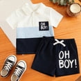 thumbnail image 2 of HCNTES Toddler Newborn Baby Boy Outfit Sets Kid Summer Clothes Short Sleeve T-shirt Elastic Waist Shorts 2 Piece Short Set Summer Pjs For 2t 3t 4t 5t 6t 7t Children(L2-Black,12-18 Months), 2 of 6