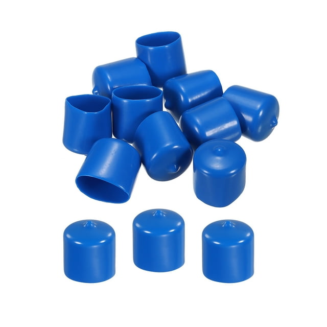 Unique Bargains 10pcs Rubber End Caps Cover 26mm Vinyl Screw Thread Protector Round PVC Vacuum Caps for Screw Bolt Pipes, Blue