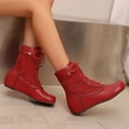 thumbnail image 4 of LOVZFMLL Bottes pour Femmes Bottillons à Lacets Bout Rond Sangles Ajustables Talon Plat Mode Décontracté Bottes Chaussures d'Automne Hiver, 4 of 7