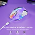 thumbnail image 5 of Wireless Mouse, Customizable Mouse Shell, Rechargeable with 9-Color Backlight, 1400 DPI, 2.4G USB, 5 Buttons, Long Battery Life, Wide Compatibility for PC, Laptop, Mac, PS5, and Tablet(Purple), 5 of 11