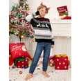 thumbnail image 5 of Family Christmas Sweater, Crew Neck Reindeer Snowflakes Knitted Pullover for Kids, Black, Size 160, 5 of 6