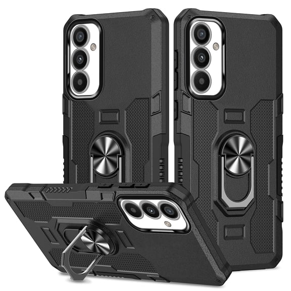 Phone Case for Samsung Galaxy A34 5G Case, A34 5G Phone Case Built in 360 Rotating Ring Stand, Luxury Heavy Duty Armor Hard PC Soft TPU Slim Phone Case for Samsung Galaxy A34 5G - Black