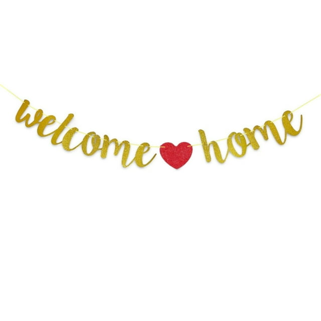 Bannière de Bienvenue à la Maison pour la Rentrée Scolaire, Décorations de Fête de Bienvenue, Panneau de Fête à Paillettes Noires, Décorations de Fête à Thème Familial pour la Rentrée