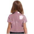 thumbnail image 2 of TSSOE Kids Girls Metallic Strap Tie Round Neck T-shirt Sparkly Short Sleeve Hip Hop Jazz Dance Crop Top Pink 10-14, 2 of 5
