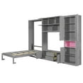 thumbnail image 5 of Harper & Bright Designs Twin Size Murphy Bed with Cabinets and TV Stand, Wooden Twin Cabinet Bed Wall Bed with Storage Shelves, Folding Wall Chest Bed with 2 Drawers, Gray, 5 of 18