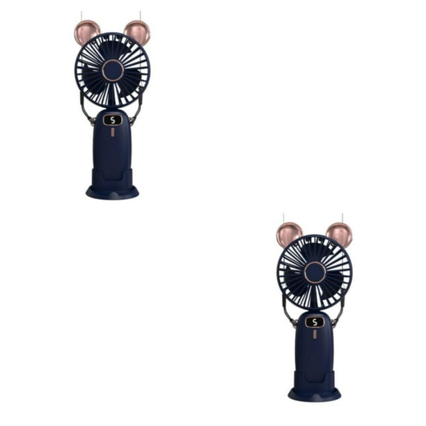 Yuarrent ABS PP Ventilador portátil Animal Ear Handheld Quiet Running Neck Hanging Ventiladores de refrigeración alimentados por Cooler Dark Azul oscuro Tipo 5 2Conjunto