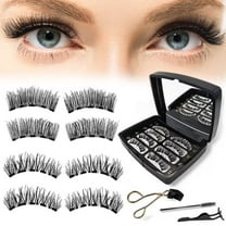 Magnetic Eyelashes, Magnetic False Eyelashes without Eyeliner, Reusable Dual Magnetic Fake Eyelashes with Applicator, Natural Look, for Women Makeup
