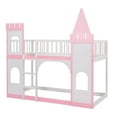 thumbnail image 4 of Bed Frame Twin Over Twin Castle Bunk Bed with Ladder Pink, 4 of 8