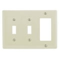 thumbnail image 2 of Hubbell NP226LA 3-Gang Toggle Light Switch & Decorator GFCI Rocker Wall Plate, Unbreakable Nylon, Standard Size, Light Almond, 2 of 2
