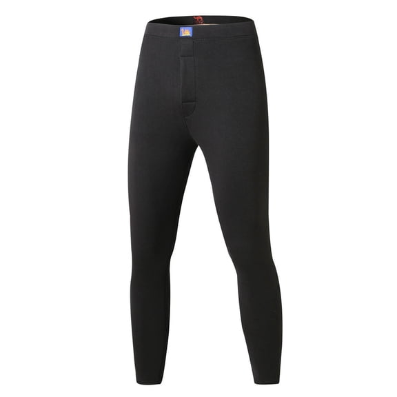 Handshe Men's Solid Fleece-Lined Pants, Elastic Thermal Slim Fit Cold-Resistant Thickened Base Layer, Winter Outdoor Activities Casual Daily Wear