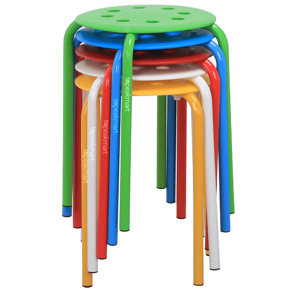 Yaheetech 17.3'' H Pack of 5 Plastic Stack Stools for Classrooms/ Kitchens, Assorted Color