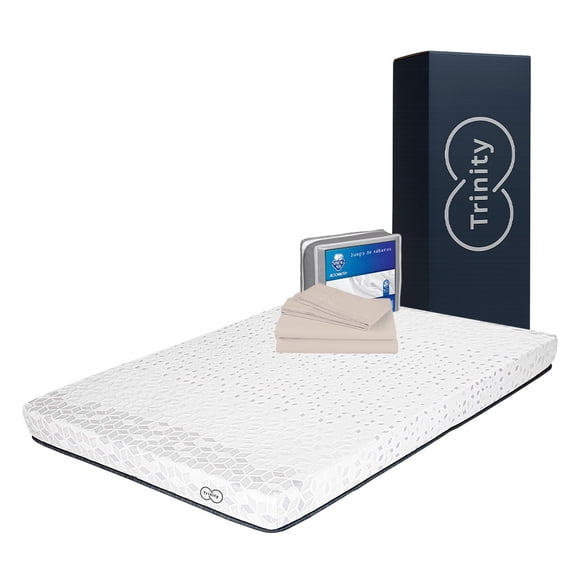 Colchón de Caja Matrimonial Restonic Trinity+ Juego de Sábanas