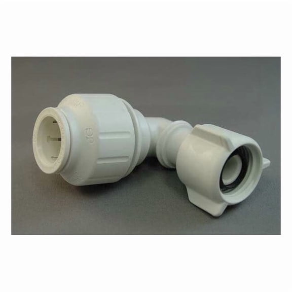 John Guest Push-Fit Elbow Fitting, 1/2 in Tube Size, Plastic, White PEIBTC2034