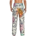 thumbnail image 3 of Balery Men'S Skull And Flowers Pants,Sleepwear Pants,Pajama Pants,Pj Bottoms Drawstring And Pockets-X-Large, 3 of 9