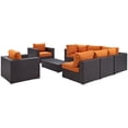 thumbnail image 3 of Modway Convene 8 Piece Outdoor Patio Sectional Set in Espresso Orange, 3 of 8