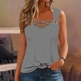 thumbnail image 3 of WREESH Womens Tank Tops Solid Color Camisole Sleeveless T-Shirt Loose Tank Top Gray, 3 of 5