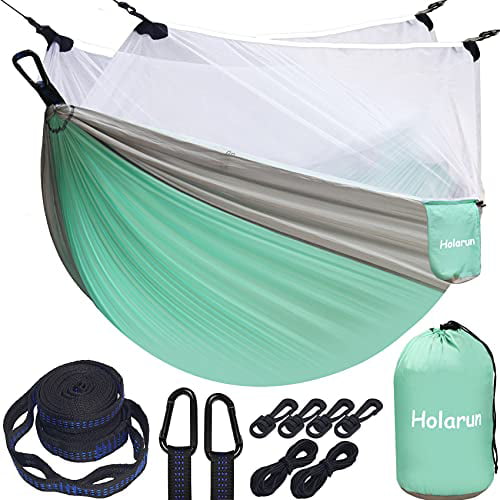 Hammock with mosquito net camping 2 tree straps carabiners ropes double nine 