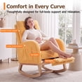 thumbnail image 3 of UHOMEPRO Upgraded Rocking Chair for Nursery, Modern Teddy Glider Rocker Chair with Footrest, High Backrest, Solid Wood Frame, Orange, 3 of 8