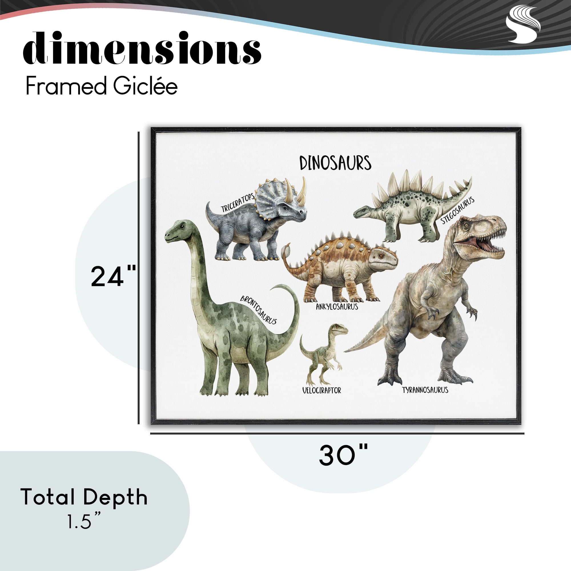 Stupell Industries Meet The Dinosaurs Black Framed Giclee Art, design by Christine Simpson Art