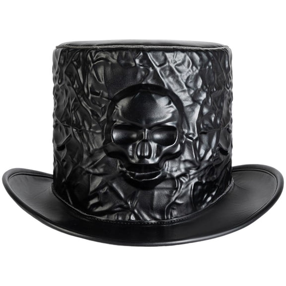 Slccxzc Wide Brims Top Hat With Decorative Skull Gothic Magicians Hat Steampunk Top Hat for Men Women
