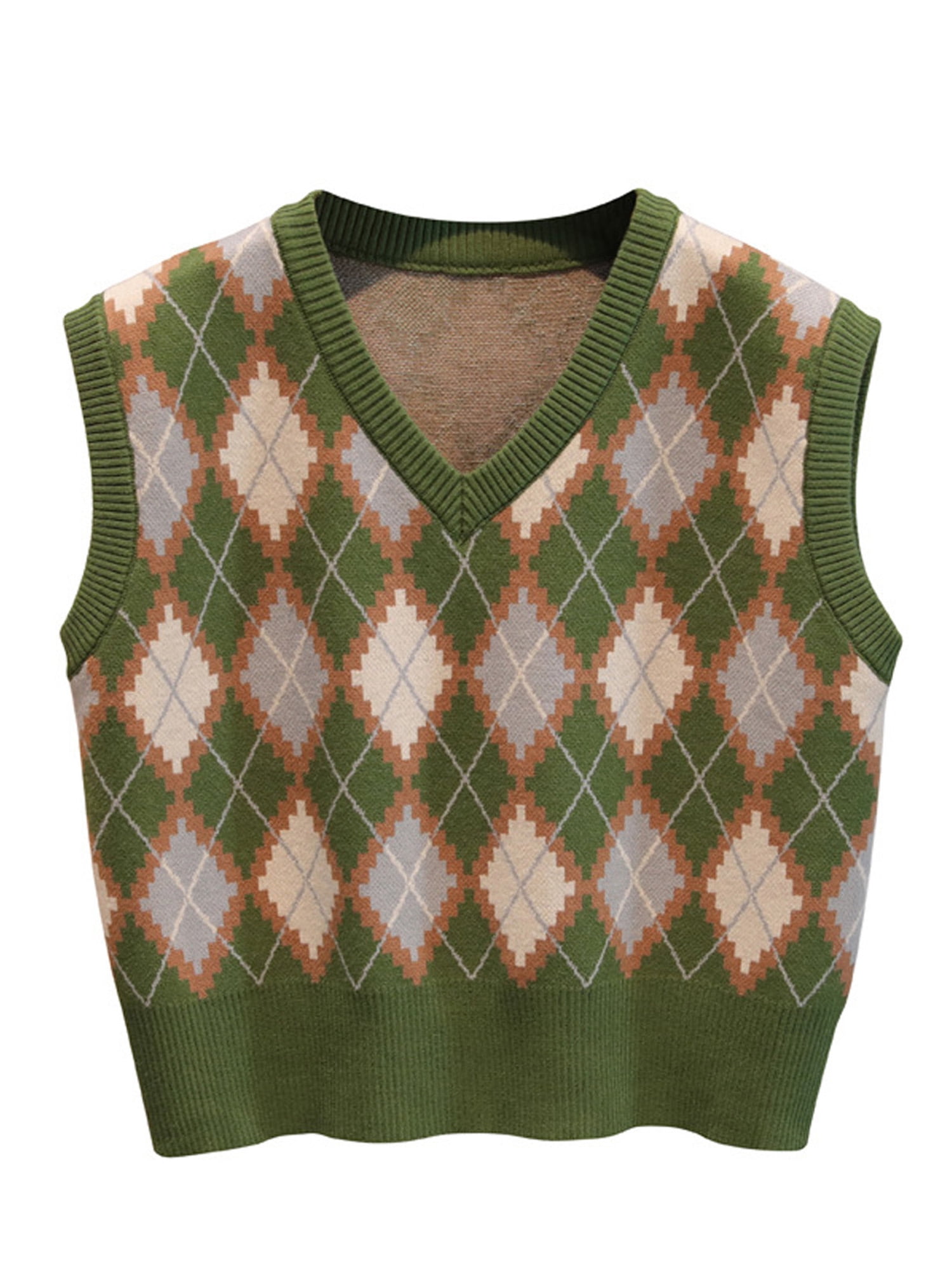 green plaid sweater vest