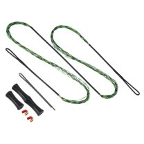 Uxcell Bow String Replacement with 2 Pcs Brass Nocks 1 Set of Silicone Finger Tab for Traditional Long Bow Recurve Bow Strings Green-Black AMO 66"