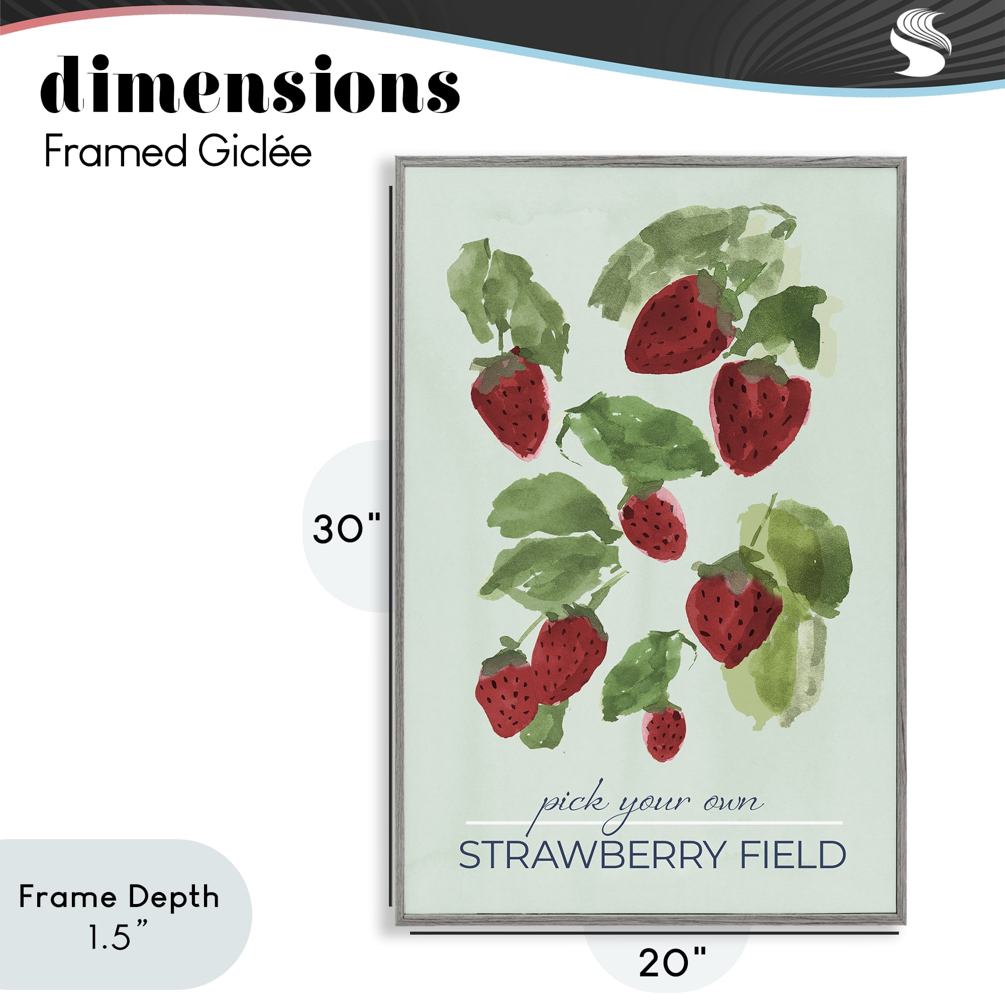 Stupell Industries Strawberry Field Pick Your Own Gray Framed Giclee Art, design by Lucille Price
