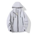 thumbnail image 7 of Zynoxe Plus Size Rain Jacket Women Trendy Waterproof Zip Up Adjustable Cuffs Raincoat with Drawstring Hood Outdoor Travel Hiking Windbreaker Gray S, 7 of 7