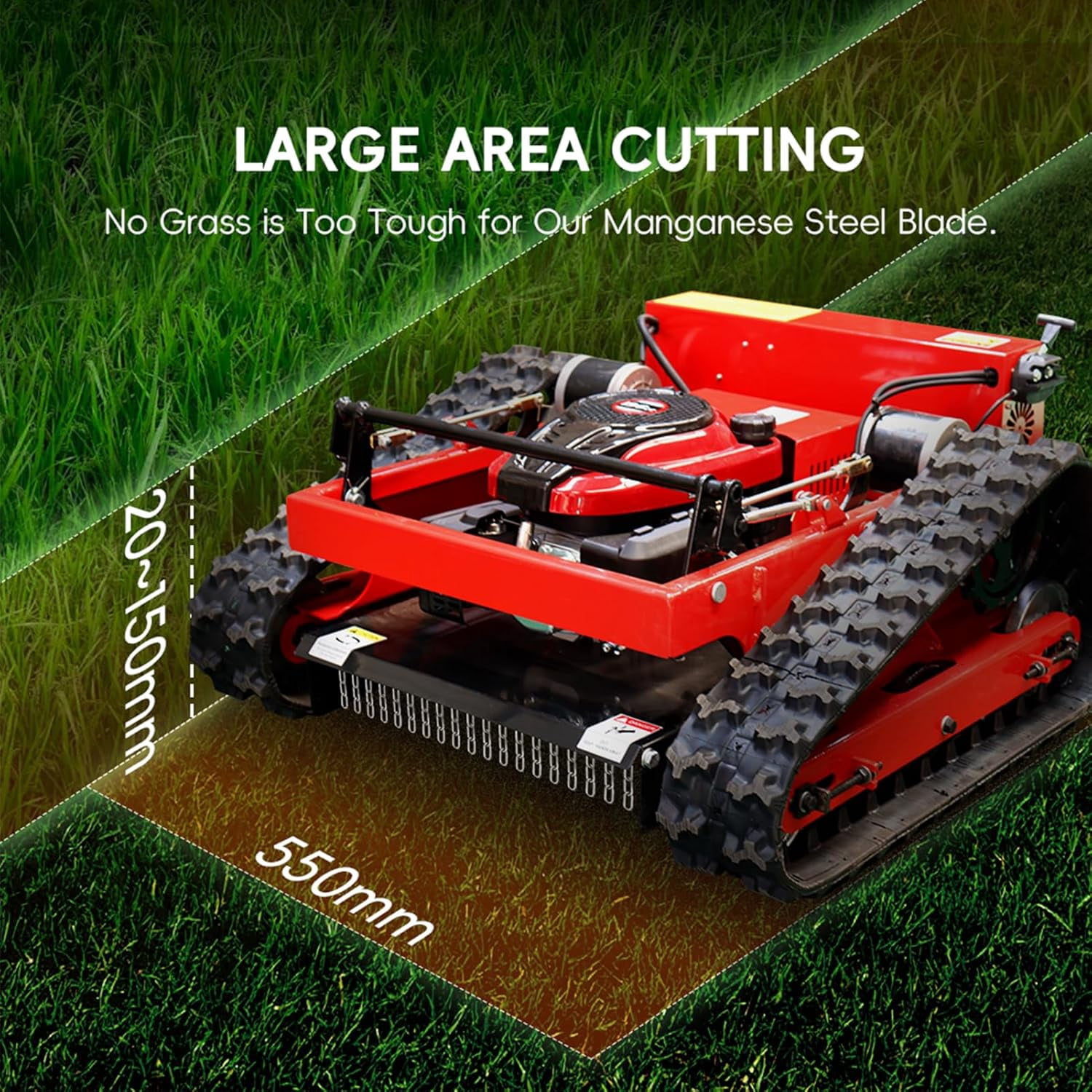 MMS Remote Control Robotic Lawn Mower 21.65In/550mm Automatic Track Lawn Mower for 45° Slope, Adjustable Cutting Height, All Terrain Robotic Grass Cutter Yard Mower USA Stock