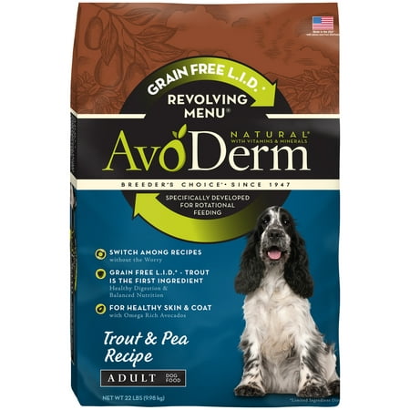 AvoDerm Natural Revolving Menu Adult Dog Food, Trout and Pea, (World's Best Corn Dog Food Truck Menu)