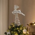 thumbnail image 4 of Rysoverian Christmas Reindeer Tree Topper, Spring Base Leaping Deer Ornament for Christmas Tree Holiday Decoration, 4 of 7