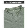 thumbnail image 7 of Gustave Ruffle Short Sleeve Tops for Women Eyelet Embroidery T Shirts Summer Casual Dressy Hollow V Neck Blouses "Green, S", 7 of 7