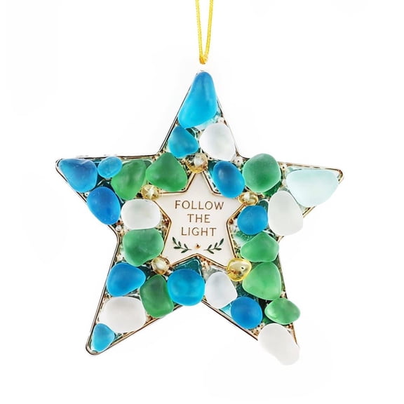 IFRINID Coastal Christmas Hanging Ornament, 3.15 in Acrylic Holiday Decoration with Sea Glass-Style Accents