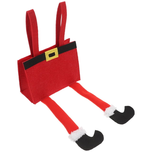 Bolsa de dulces navideña cuadrada con asas, bolsas rojas para fiestas, regalos, bolsas reutilizables para cumpleaños infantiles, bonita bolsa de dulces
