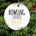 thumbnail image 2 of DistinctInk Hanging Ceramic Christmass Tree Ornament with Gold String - Great Gift / Present - 2 3/4 inch diameter - Bowling and Beer, 2 of 2