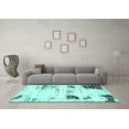 thumbnail image 3 of Ahgly Company Machine Washable Indoor Rectangle Oriental Turquoise Blue Modern Area Rugs, 2' x 5', 3 of 4
