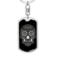 thumbnail image 5 of Calavera Mexican Sugar Skull 140 Stainless Steel or 18k Gold Premium Swivel Dog Tag Keychain, 5 of 16
