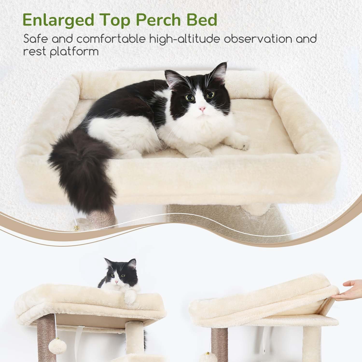 F70 Pro Cat Tree - 70" Tall, Removable Perch, Sisal Scratching Posts, Light Grey Heavy Duty Cat Tower for Large Cats