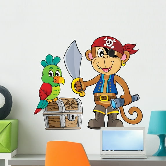 Pirate Monkey Wall Decal Wallmonkeys Peel and Stick Decals for Boys (24 in W x 21 in H) WM502652