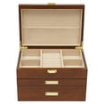 thumbnail image 5 of Wooden Jewelry Box for Women, 3 Layers Large Wooden Jewelry Organizer Box Watches Necklace Ring Storage Box for Women (Brown 3 Layer), 5 of 7