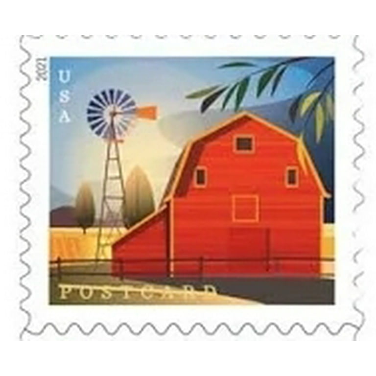 Barn POSTCARD RATE USPS Postage Stamp 5 Sheets of 20 US Forever First Class  Postal American History Wedding Celebration Anniversary (100 Stamps)