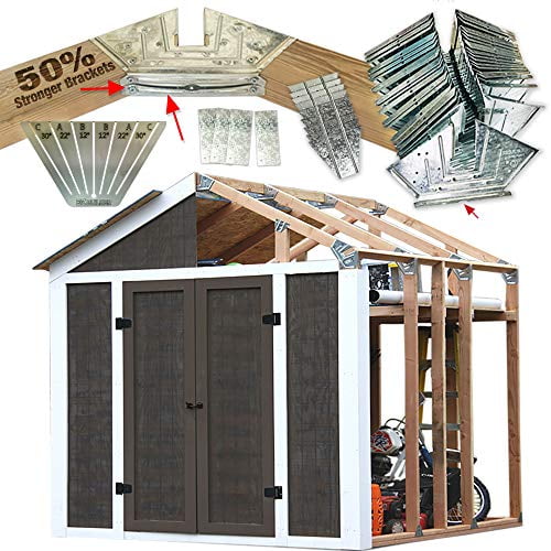 50% Structurally Stronger Truss Design Easy Shed Kit Builds 6'-14? Widths Any Length - Bonus Miter Template, Storage Barn Shed Garage Playhouse Easy Framing Kit 2x4 Basic Barn Roof Wood NOT Included