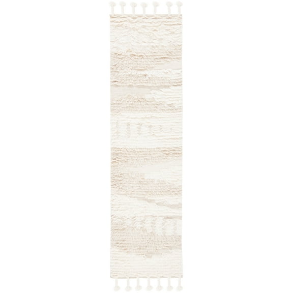 SAFAVIEH Kenya Annabelle Solid Wool Runner Rug, Ivory/Beige, 2'3" x 8'
