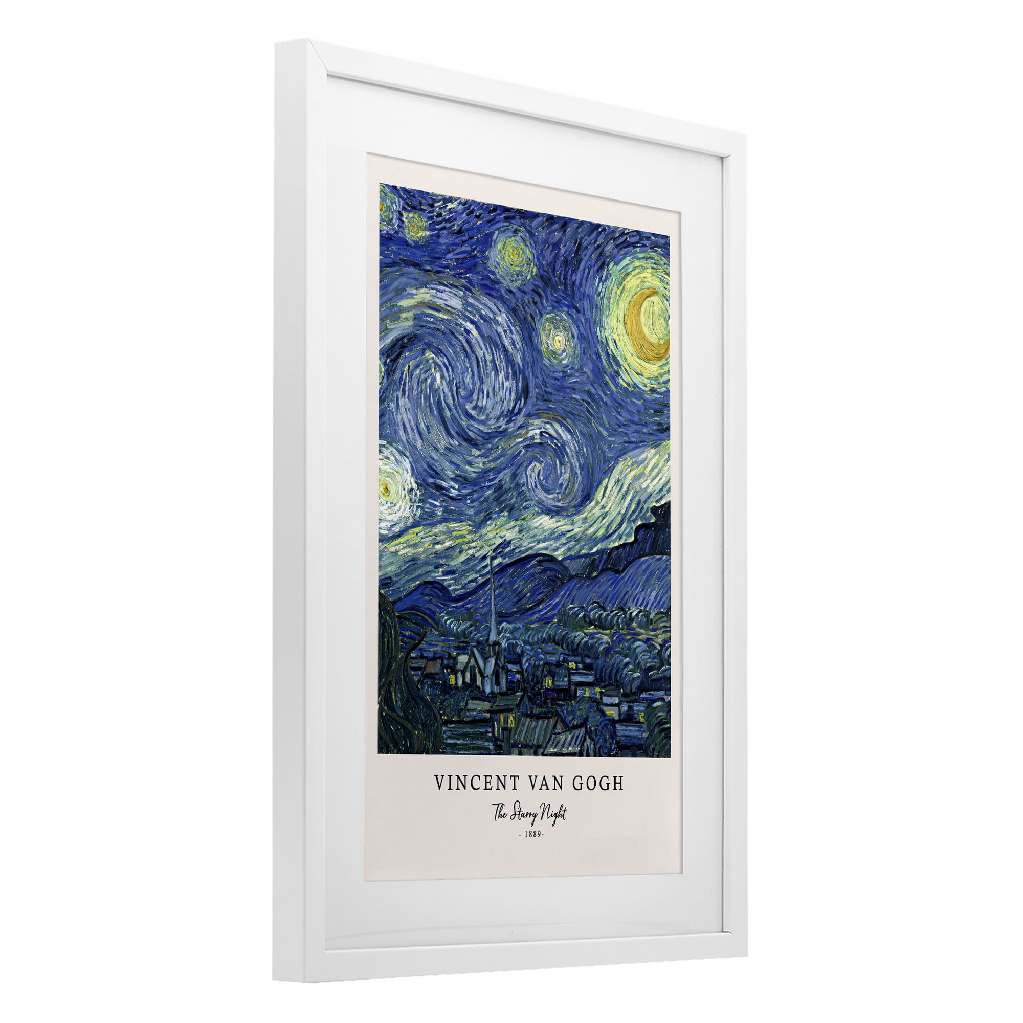Stupell Industries Classic Starry Night Van Gogh White Framed Print Under Glass, design by Vintage Hustle