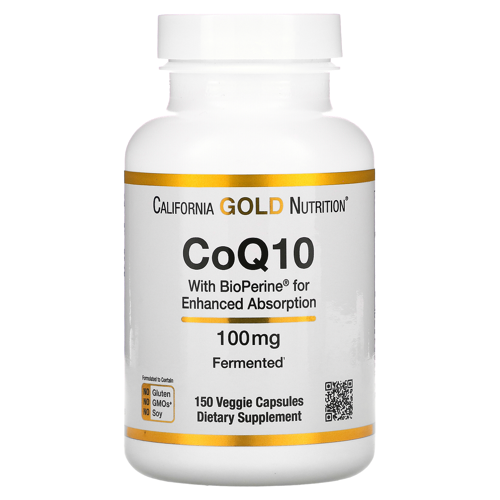 CoQ10, USP Verified Ubiquinone, with BioPerine for Enhanced Absorption, NonGMO, 100 mg, 150