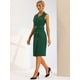 thumbnail image 3 of Vestido de oficina de trabajo con cinturón y solapa con muescas sin mangas para mujer Verde Oscuro M, 3 of 5