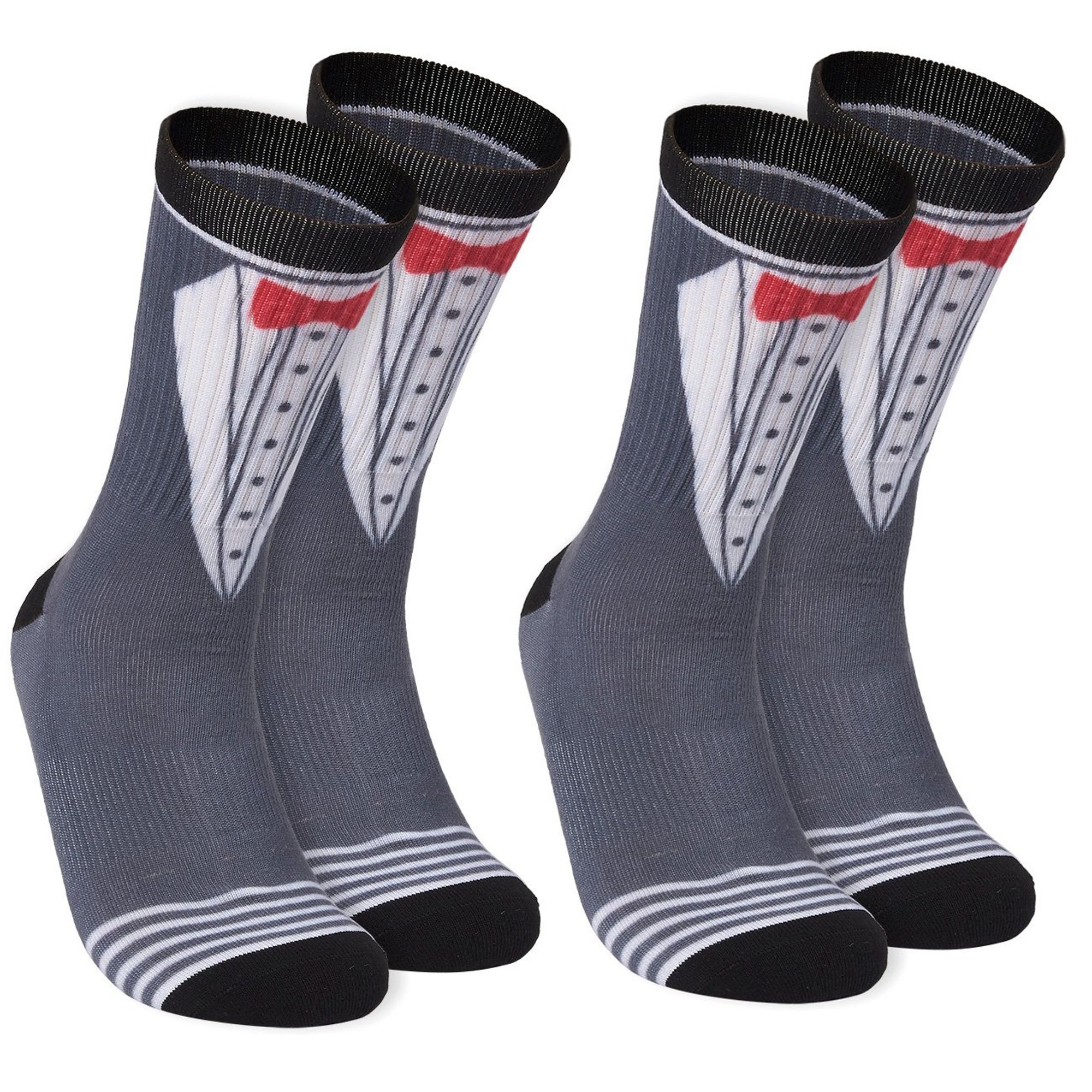 Soxxo 2Pair Mens Novelty Socks Funny Socks with Tuxedo Printed