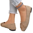 thumbnail image 6 of Domzle Womens Ballet Flats Suede Slip On Dress Shoes | Comfortable Round Toe Loafers,Low Heel,Cute Office Work Casual Shoes Beige 40, 6 of 6