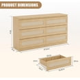 thumbnail image 2 of 6 Drawer Double Dresser for Bedroom, Rattan Dresser for Bedroom with Smooth Mental Slide, Modern Wood Dresser Chest for Bedroom, Living Room, Hallway, Natural, 2 of 8
